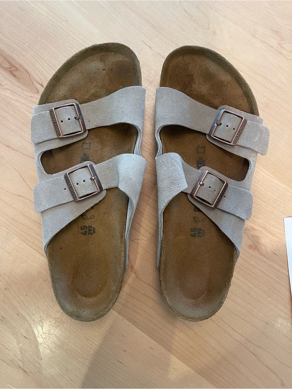 Birkenstock Men’s Two-Strap Suede Sandals in Light taupe